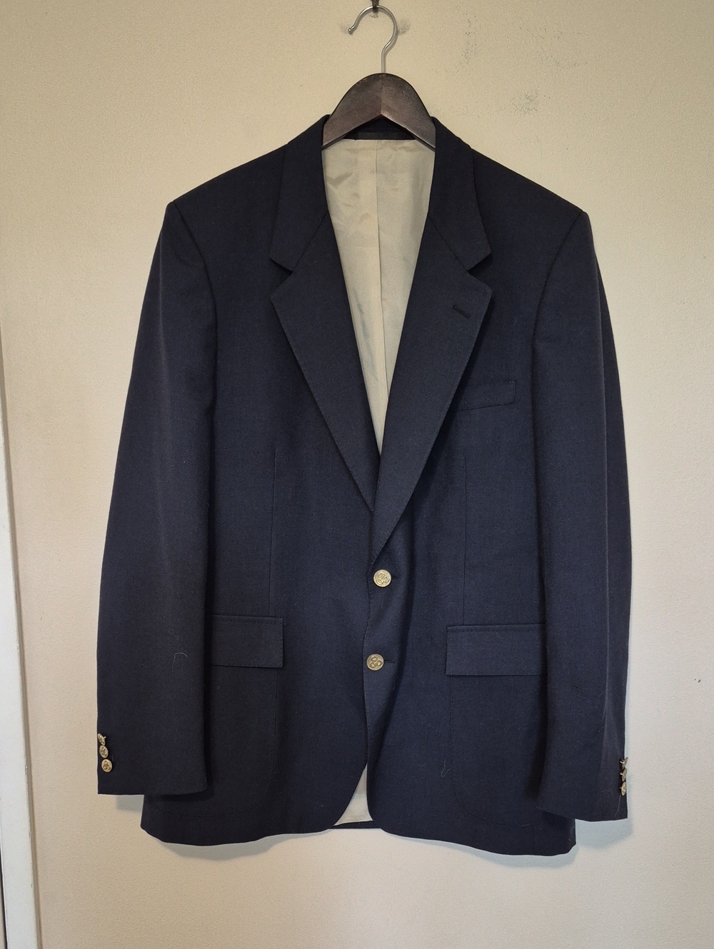 Vintage Park Hall Harvard Men's Navy Blue Two-Button Wool Blend Blazer